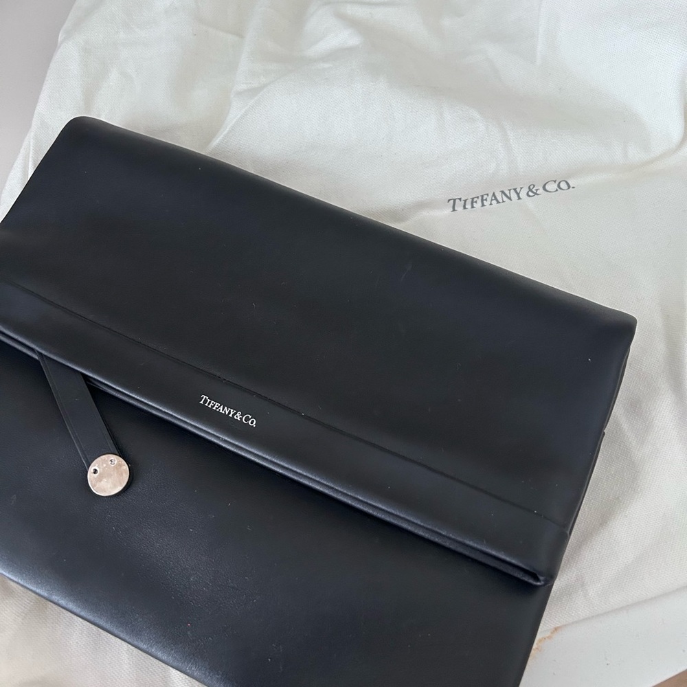 🐣 Tiffany & Co. Black Leather Wallet with Teal Interior